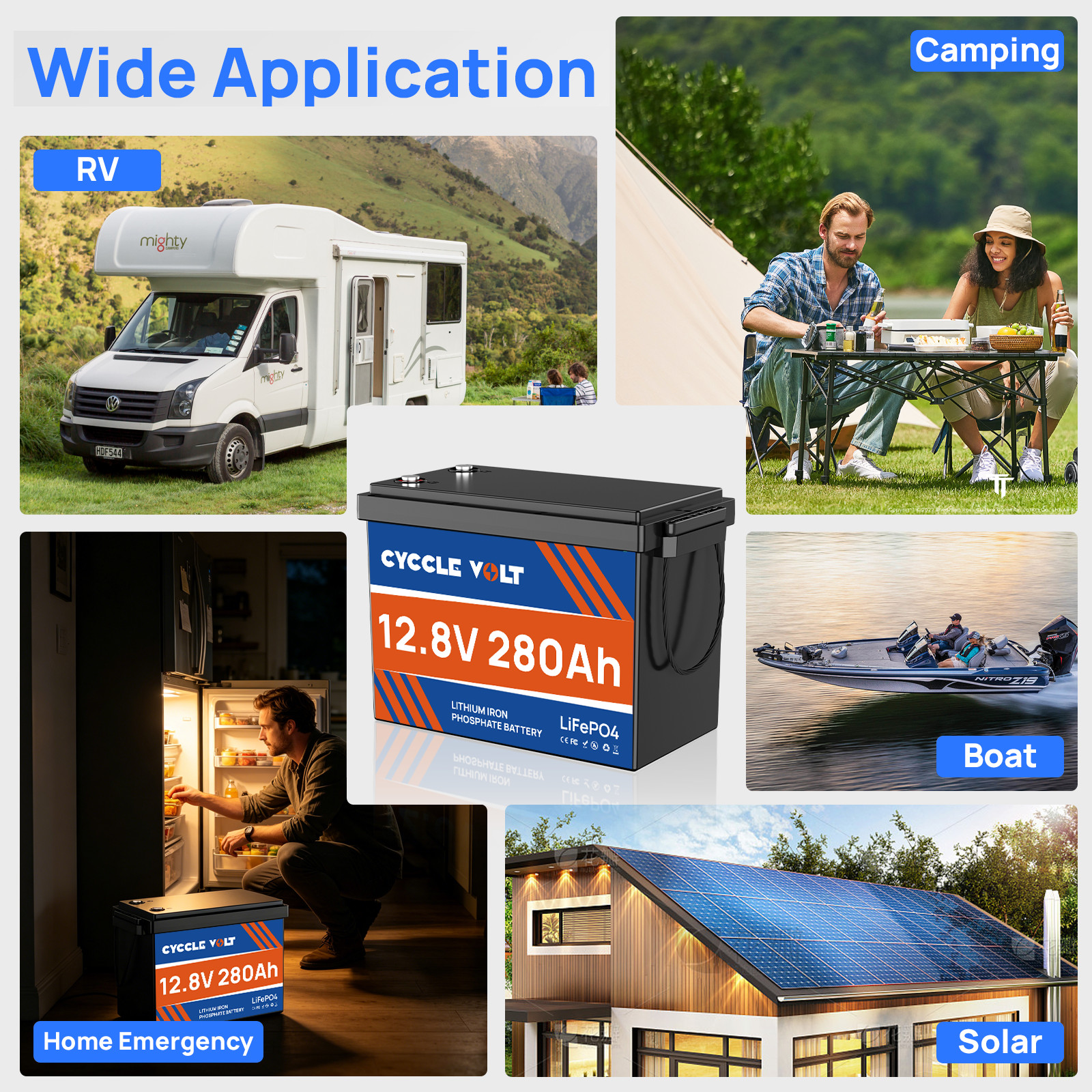 12V 280Ah Lithium LiFePO4 3584Wh Battery Deep Cycle 200A BMS For RV Marine Solar