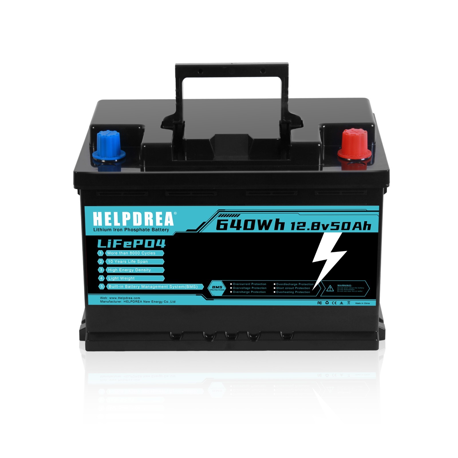 LiFePO4 Deep Cycle Lithium Battery 12V 50Ah for RV Solar Camping Marine Off-grid