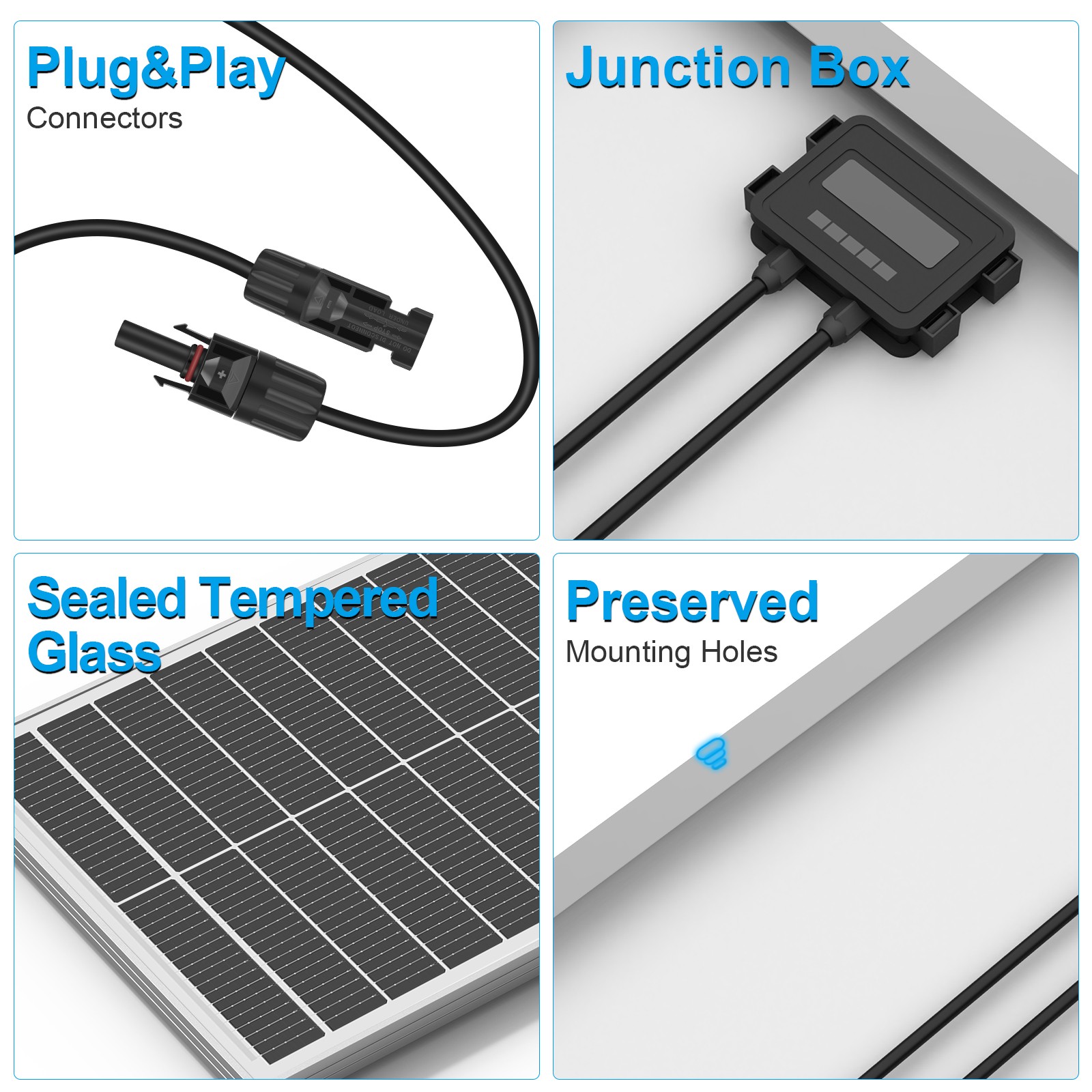 2*100W white solar panel, 18BB , 25.5% efficient photovoltaic module