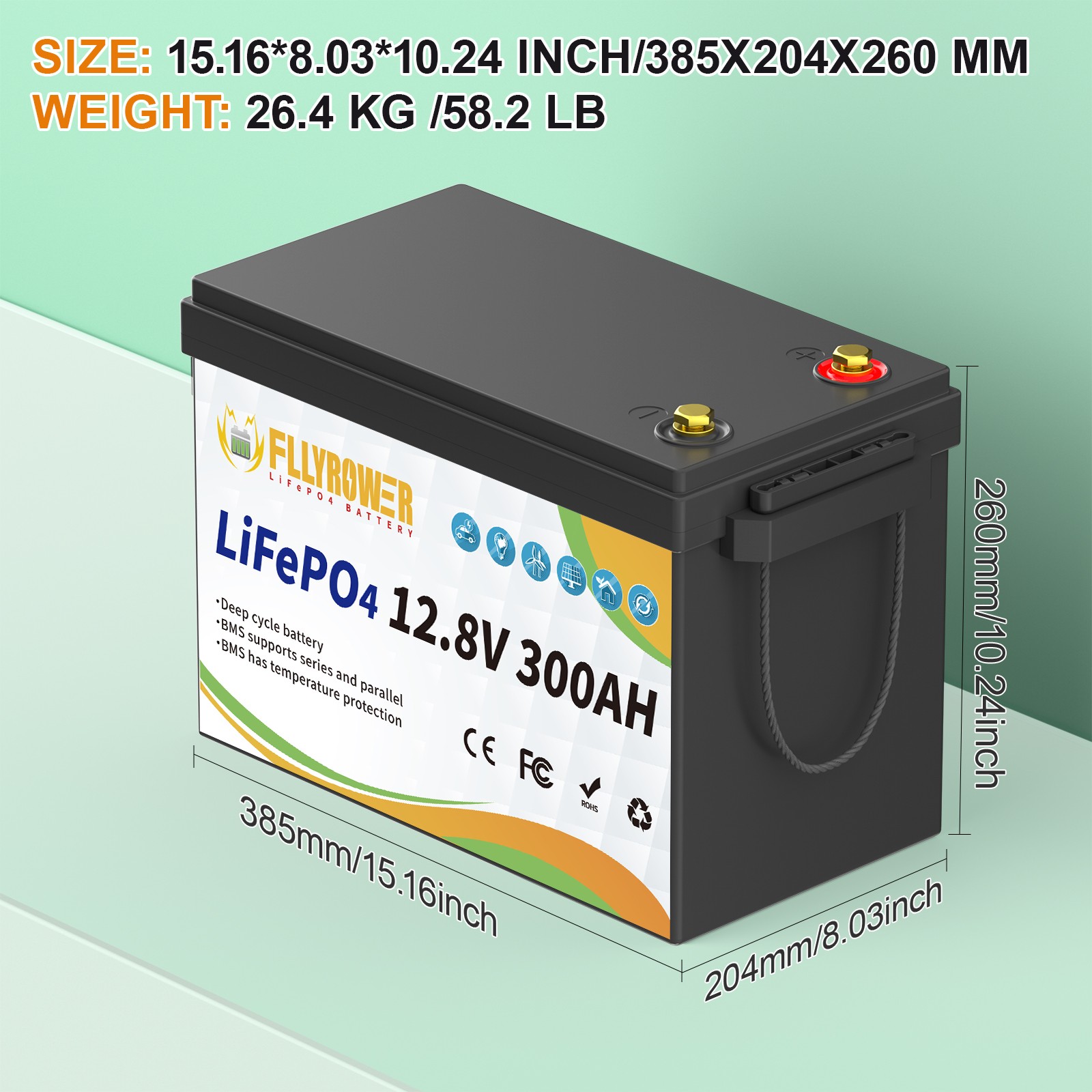 16PC 12V 300Ah LiFePO4 Battery Deep Cycle Lithium Battery 200A BMS RV Solar Boat