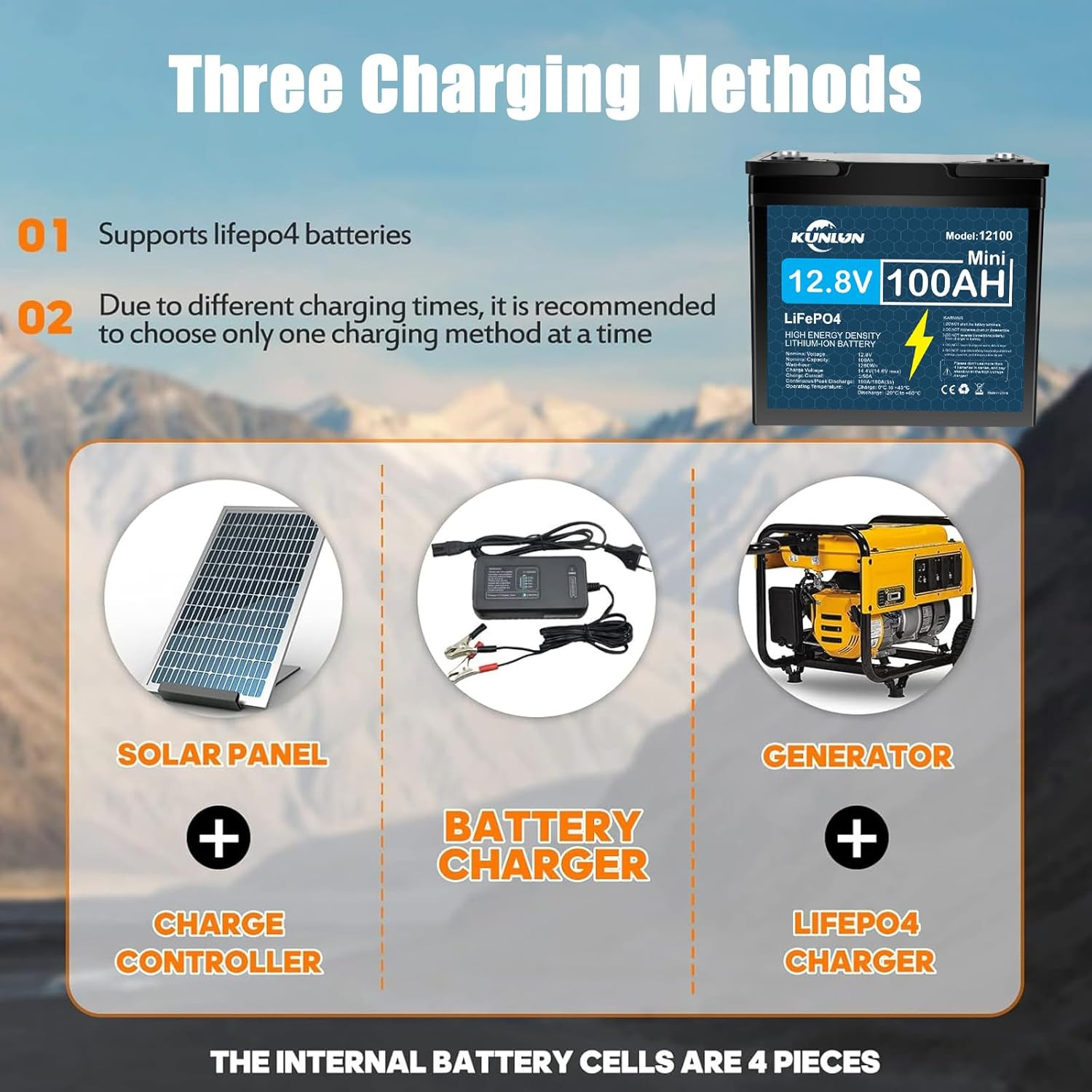 1280Wh 12V 100Ah LiFePO4 Lithium Battery Deep Cycle BMS RV Off-Grid Solar Marine