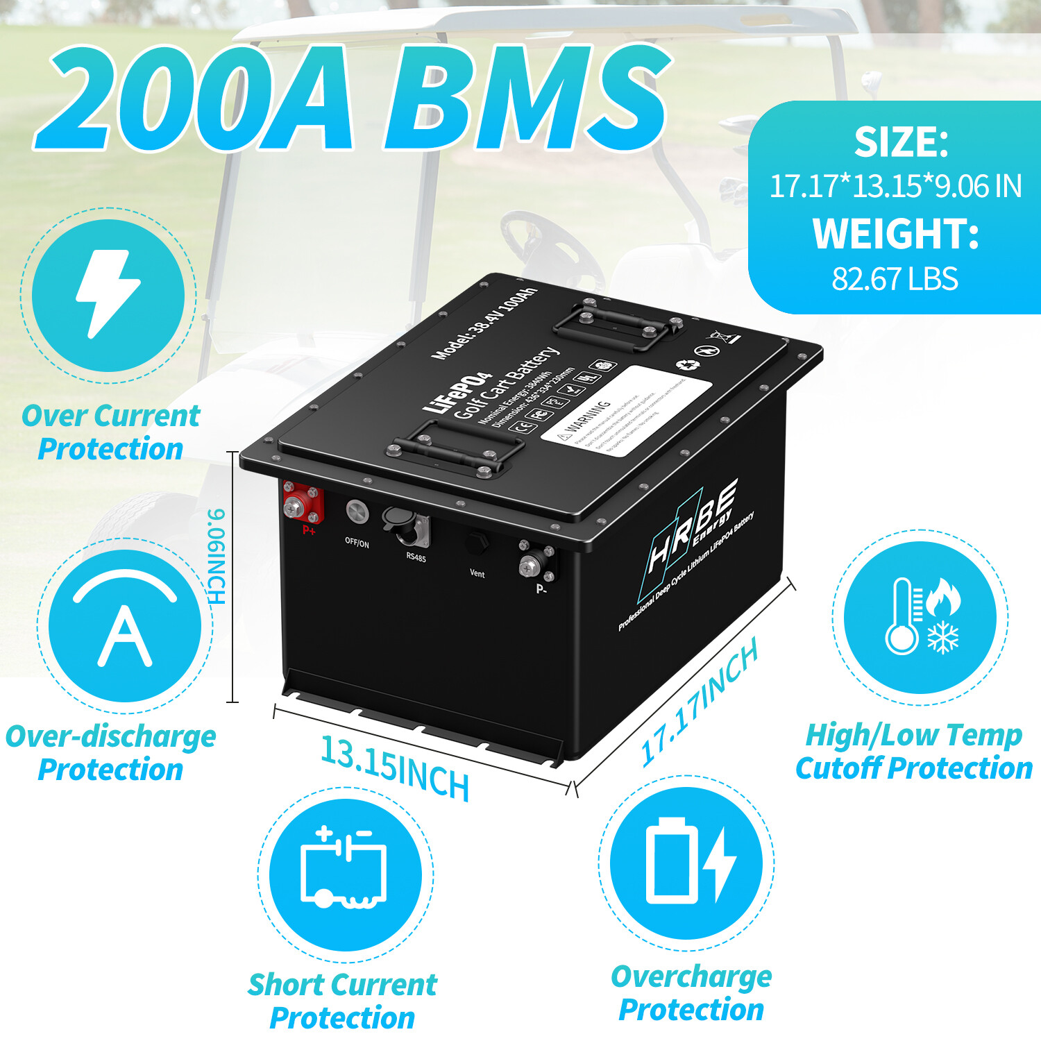 36V 100Ah Golf Cart LiFePO4 Lithium Battery 15000 DeepCycle 200A BMS Club Car