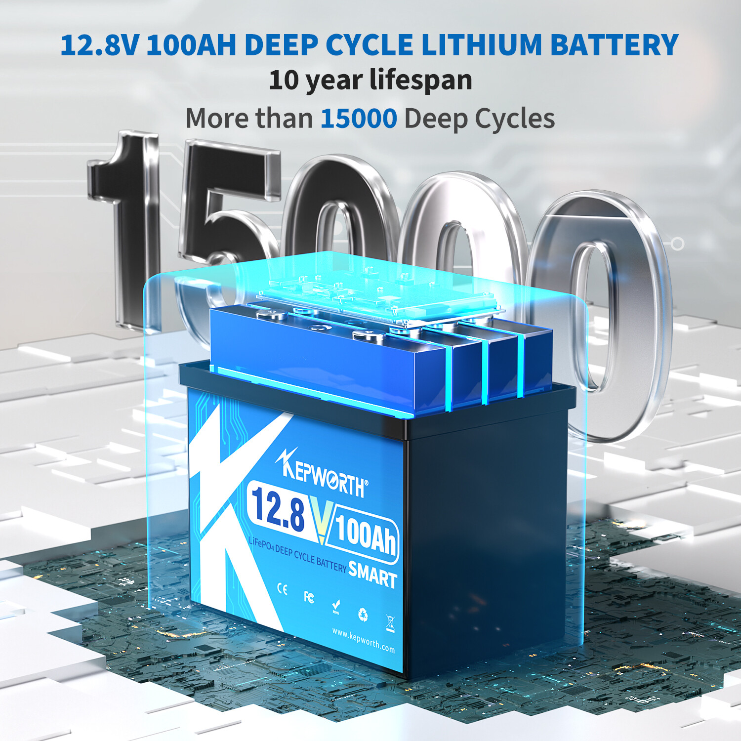 12.8V 100Ah LiFePO4 Battery Bluetooth 100A BMS Trolling Motor Boat Solar Backup