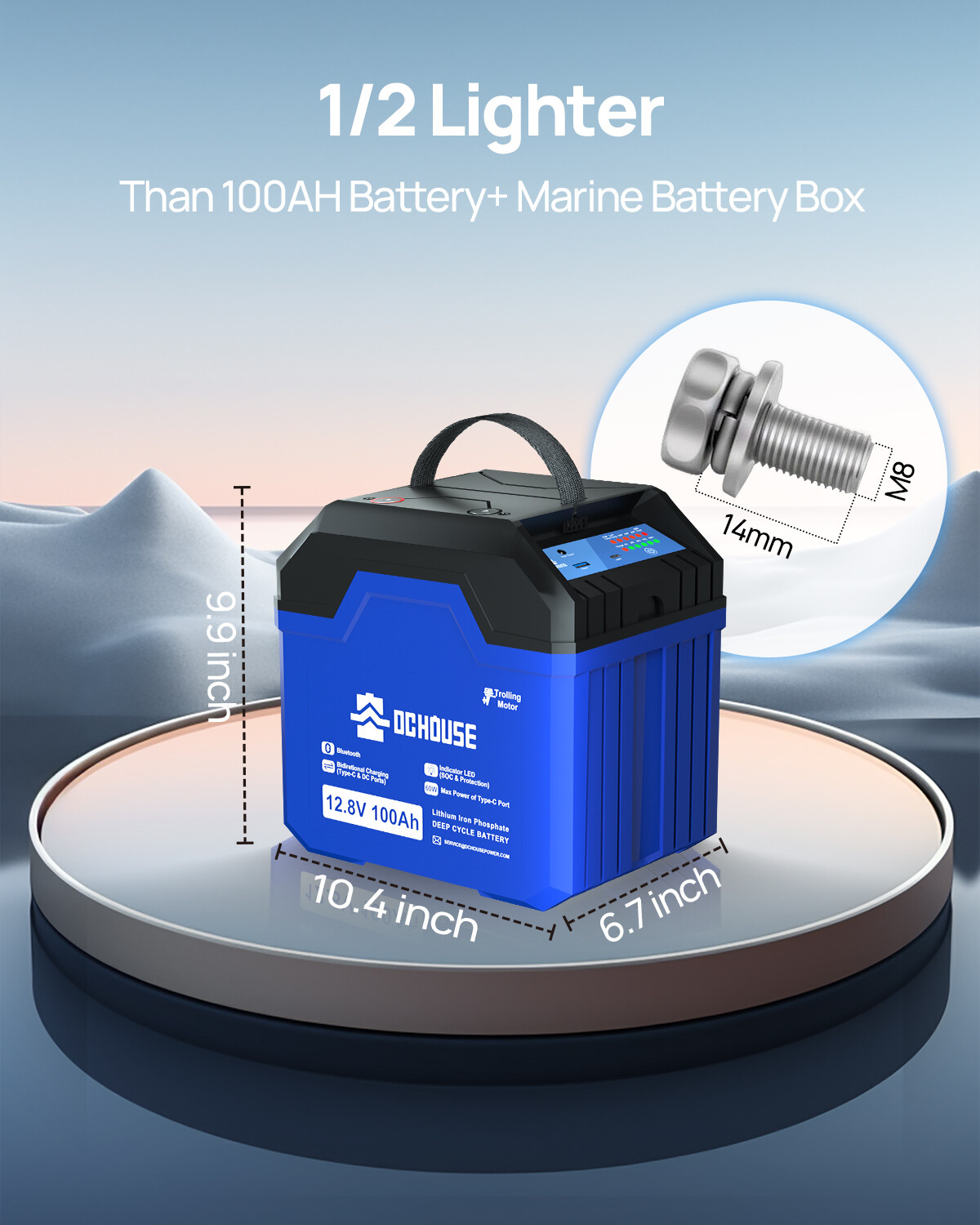 12V 100AH Upgrade LiFePO4 Lithium Battery with DC & Type-C Ports Camping Outdoor