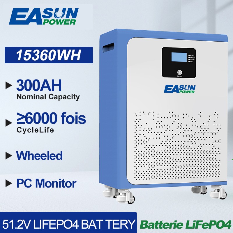 Easun 300Ah 15360Wh 48V Lithium LiFePO4 Battery RV Solar LCD Backup Battery US
