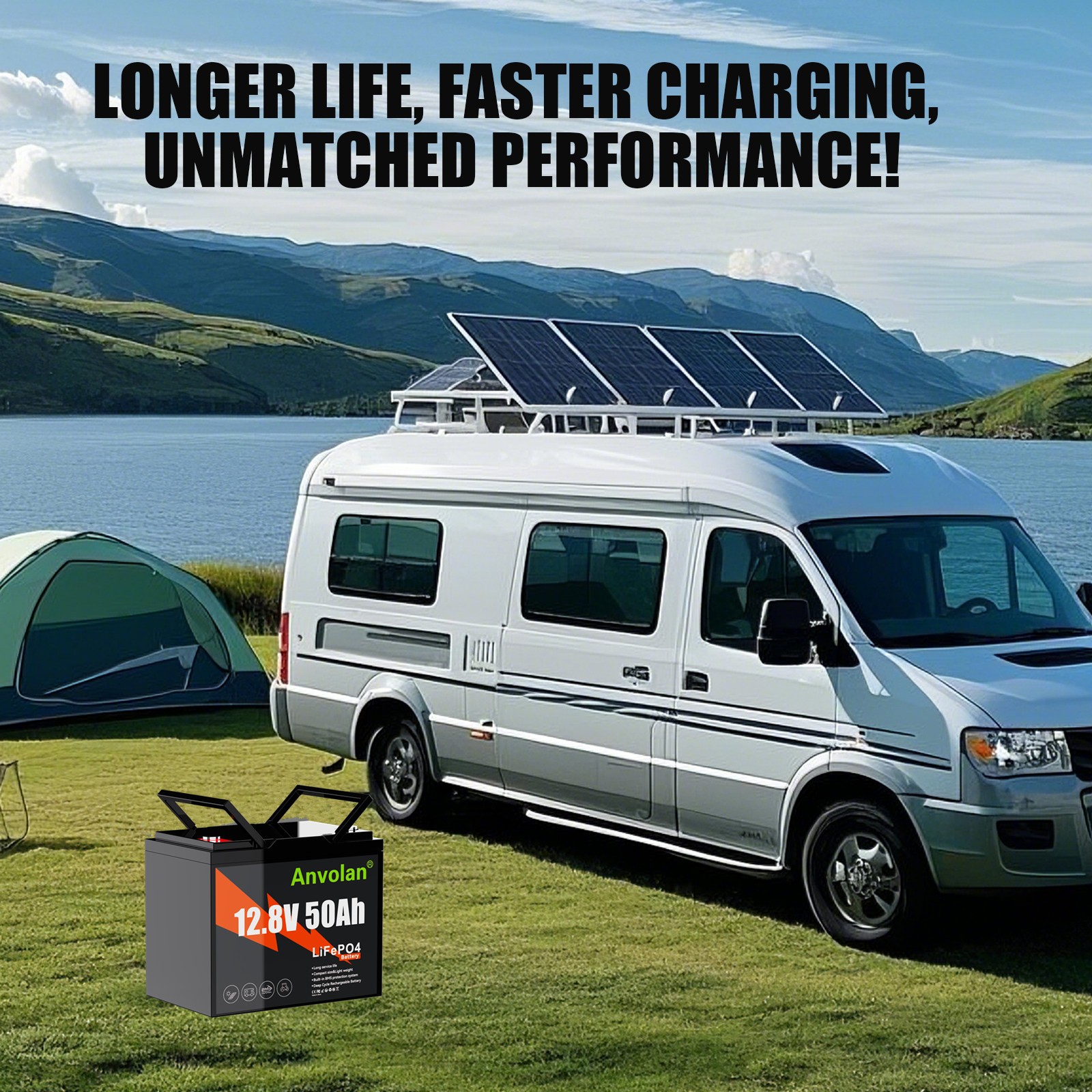 12V 50Ah Lithium LiFePO4 Battery Deep Cycle for Solar Boat Trolling Motor