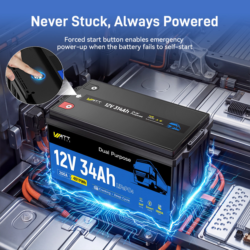 2Pcs Wattcycle 12V 314Ah 300Ah LiFePO4 Battery 200A BMS Bluetooth Truck Sailboat