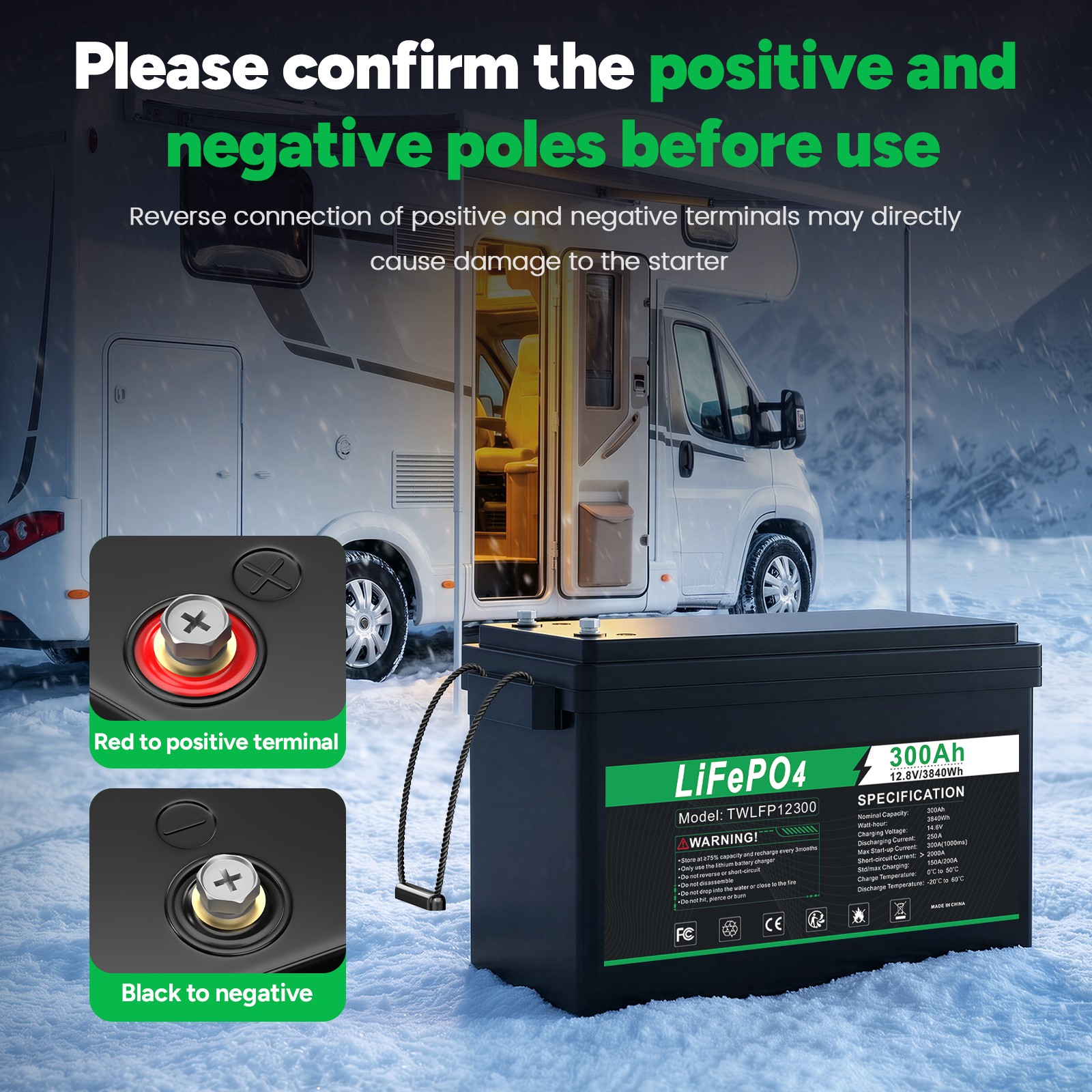 12V 300Ah LiFePO4 Lithium Battery BMS 3000+ Deep Cycles for RV Solar Marine