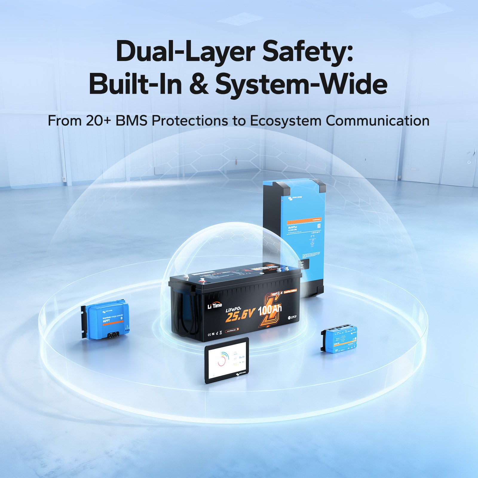 LiTime 24V 100Ah Smart ComFlex Battery with Bluetooth & Victron Communication
