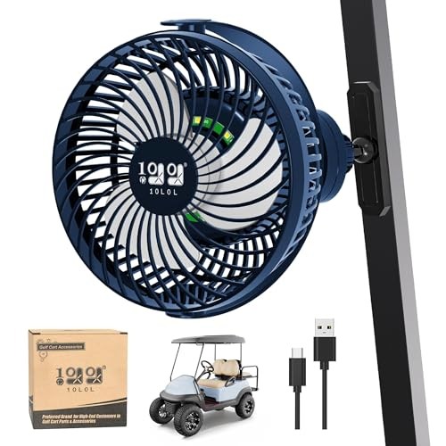 10L0L USB Golf Cart Fan – Magnetic Mount & Secure Blue magnetic
