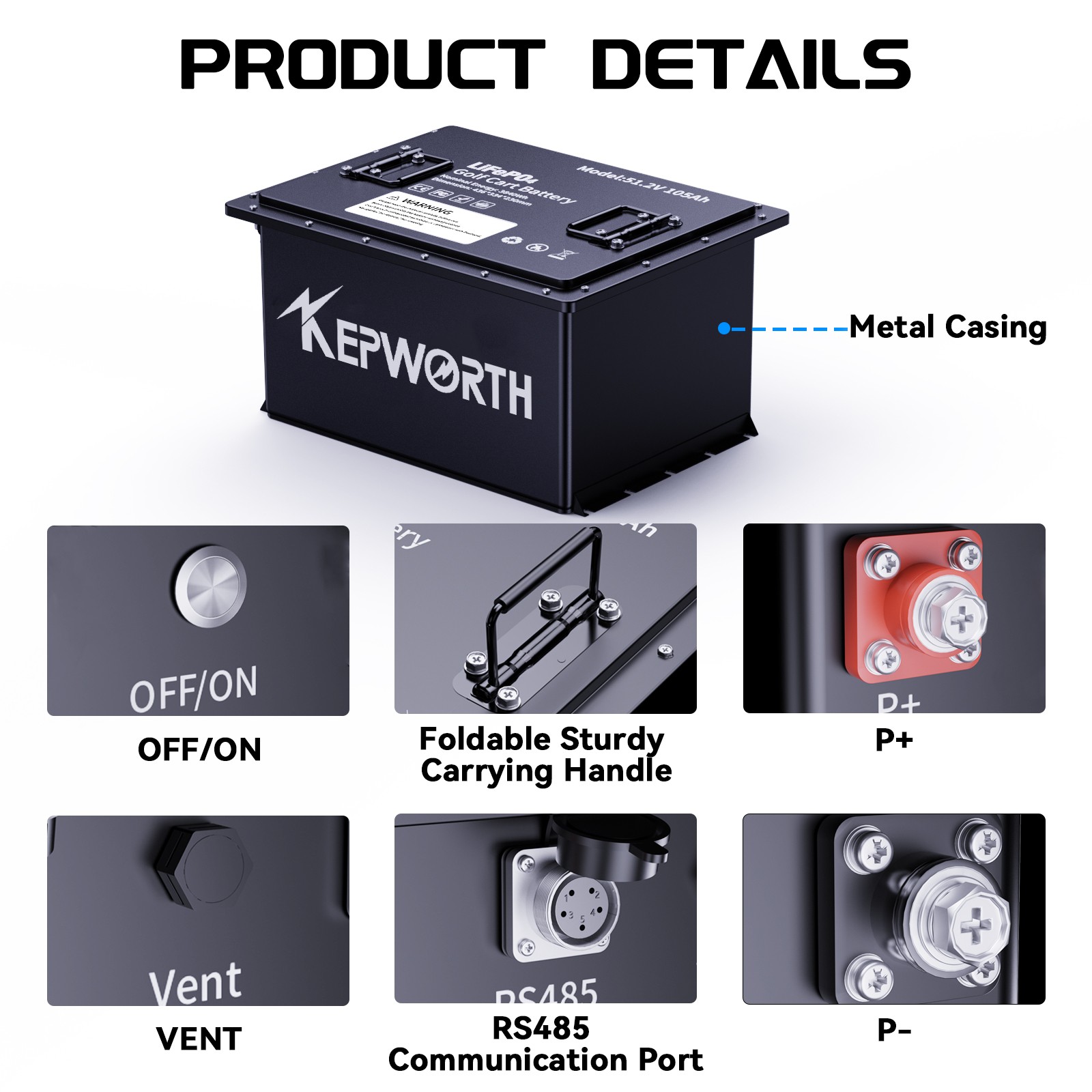 48V 105Ah Battery LiFePO4 Lithium Golf Cart 200A BMS 20000+Cycles +Monit+Charger