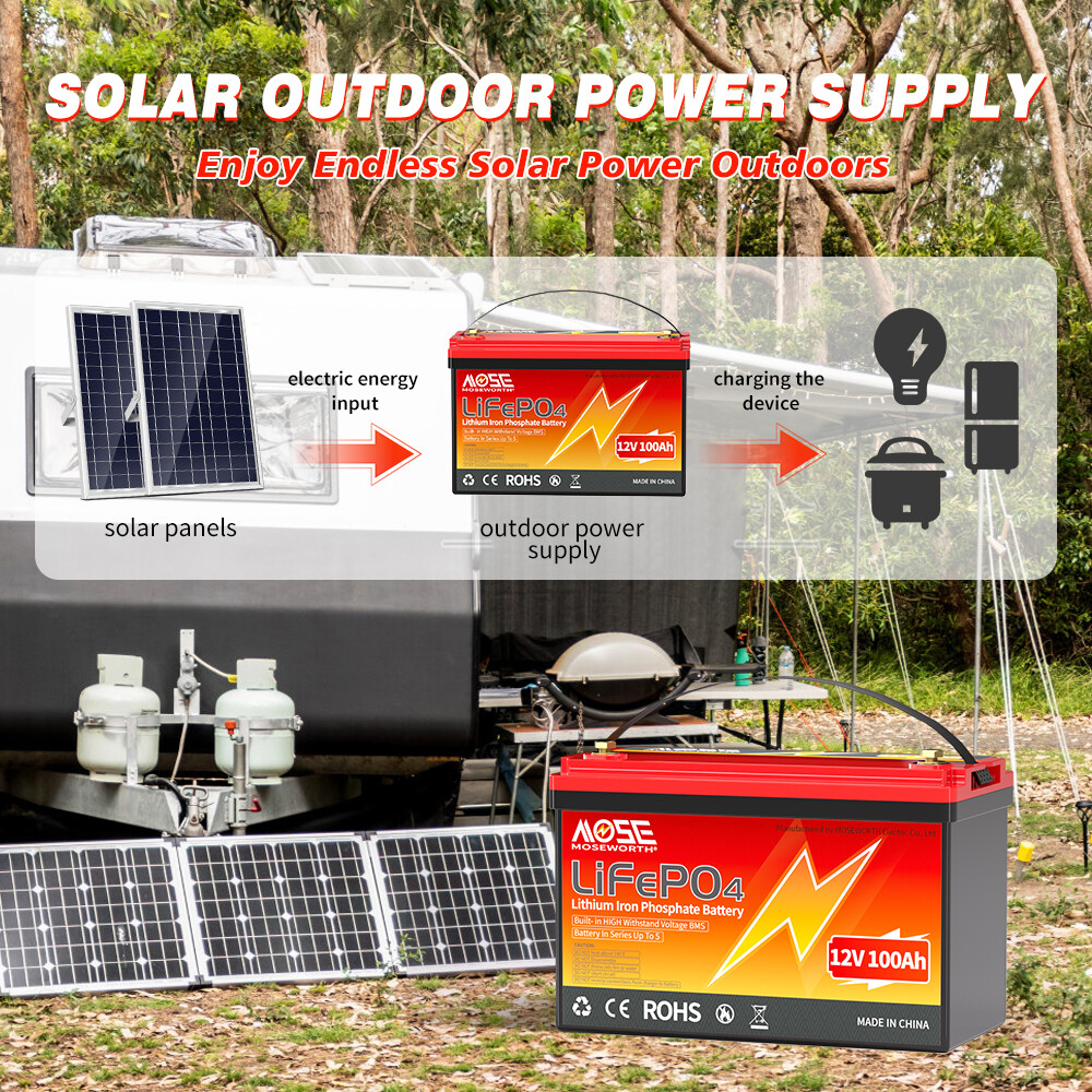 1/2/3 Pack 12V 100Ah LiFePO4 Lithium Battery Deep Cycle BMS for RV Solar Marine