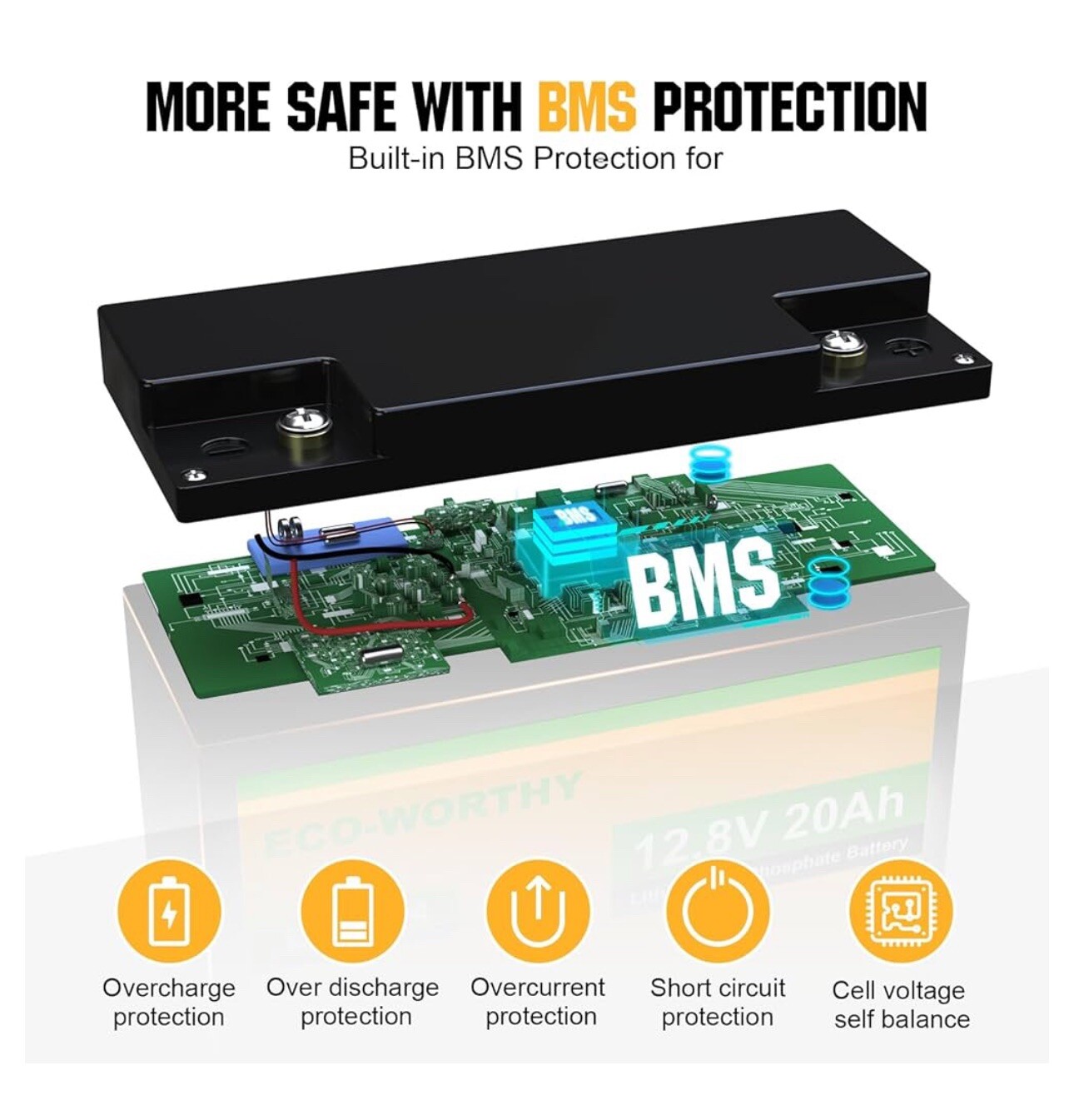 ECO-WORTHY 12V 20Ah 256Wh LiFePO4 Battery