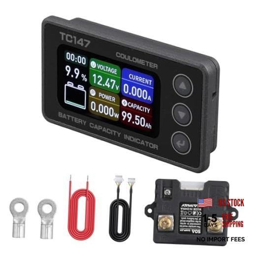 0-Small Battery Monitor Shunt Voltmeter Ammeter for Lifepo4 Lithium, 50A