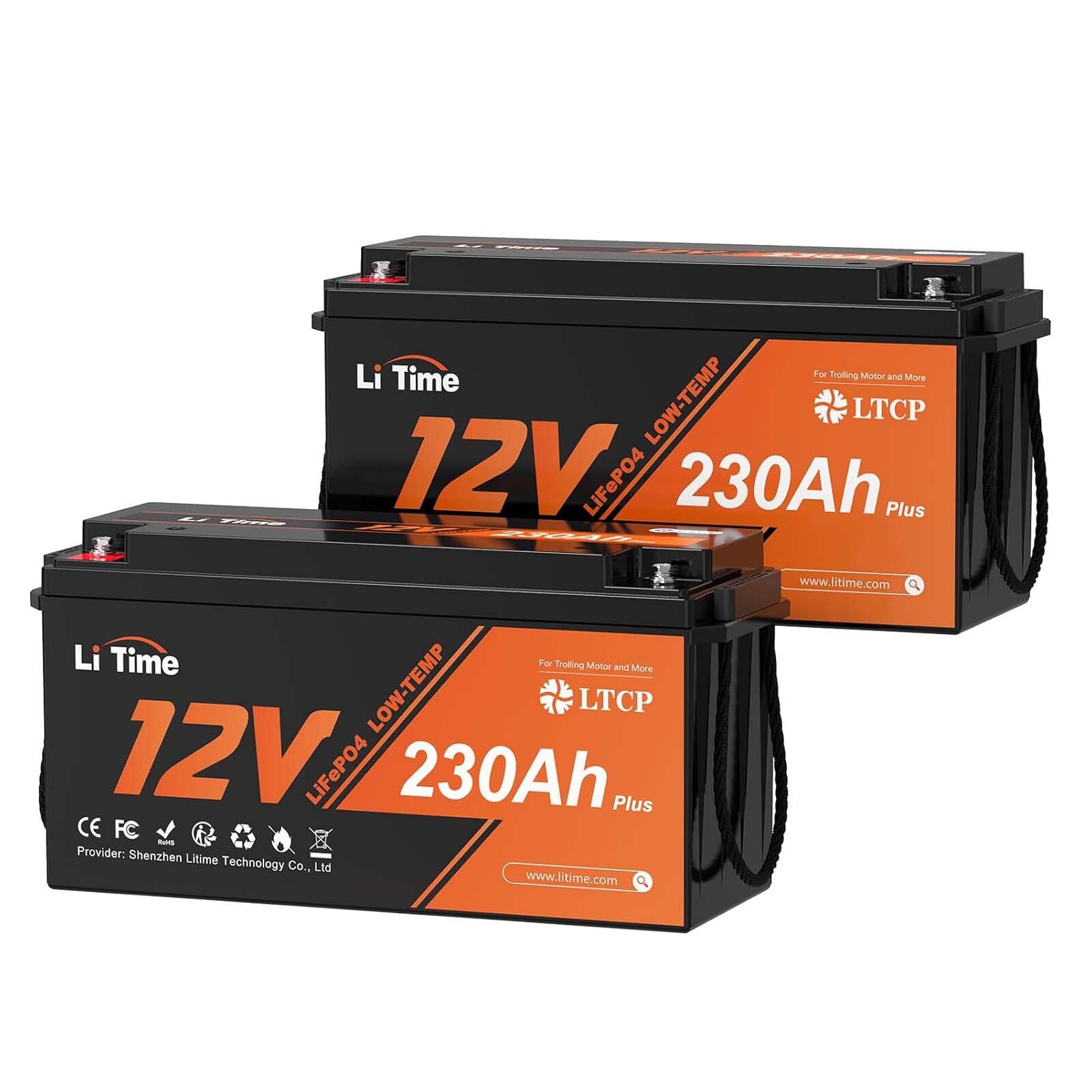Litime 2Pack 12V 230Ah Low-Temp LiFePO4 Lithium Battery 200A BMS For RV Solar