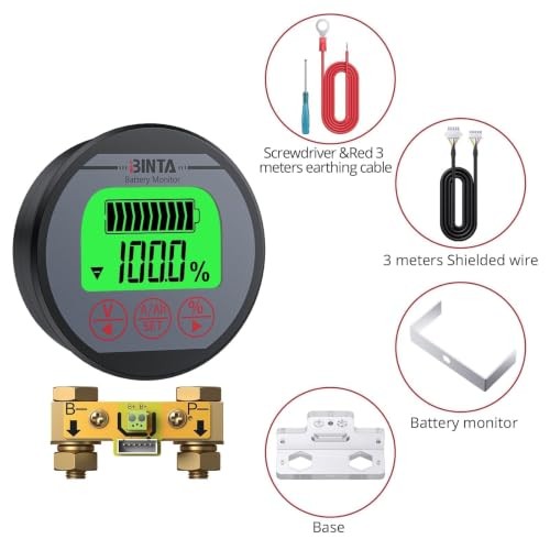 Battery Monitor with Shunt 8-120V Voltmeter Ammeter, Voltage Current 0-500A