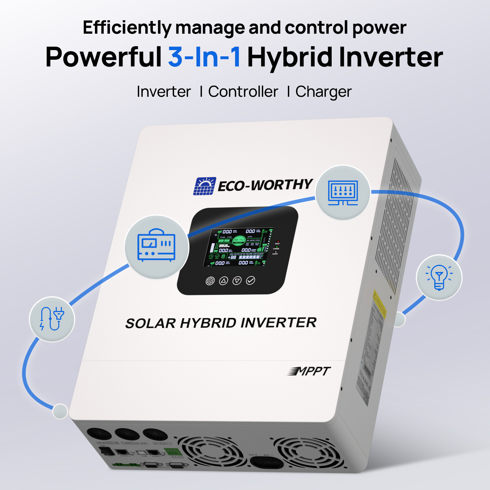 ECO-WORTHY 5120Wh 48V 100Ah LiFePO4 Battery + 5kW 48V Soalr Inverter For Home