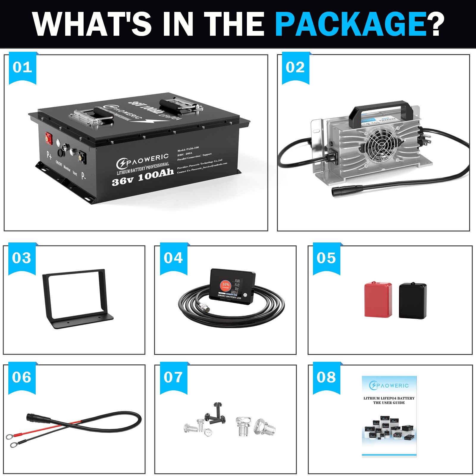 36V 100AH Golf Cart Lithium Battery Bluetooth Deep Cycle BMS Trolling Motor RV
