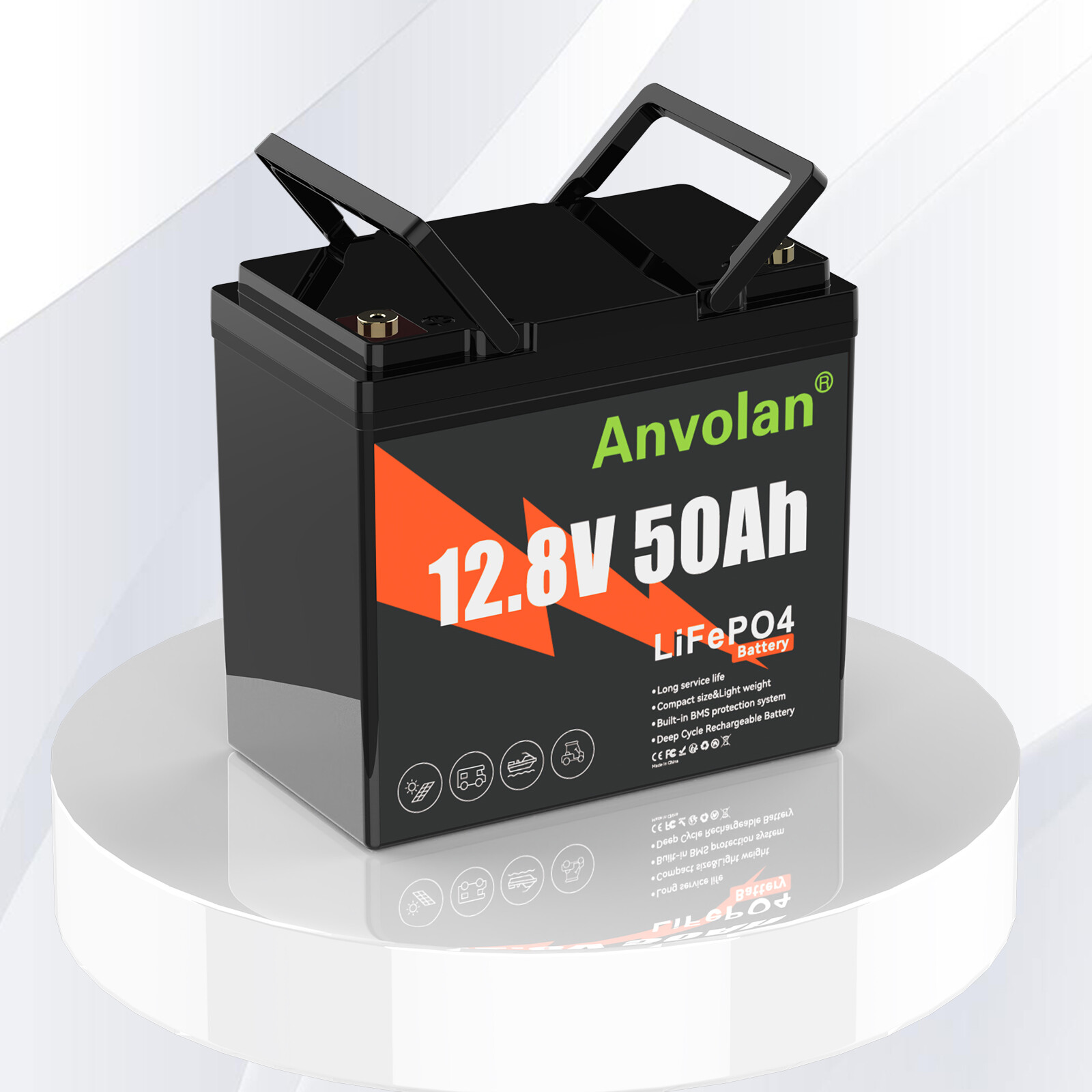 12V 50Ah LiFePO4 Lithium Battery 50BMS for RV Trolling Motor Boat
