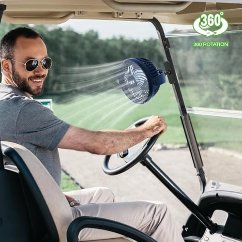 10L0L USB Golf Cart Fan – Magnetic Mount & Secure Blue magnetic