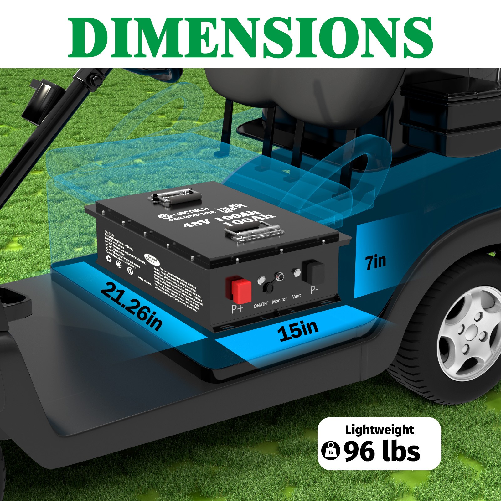 48V 100Ah Golf Cart LiFePO4 Lithium Battery Metal Case Buildin 200A BMS Solar RV