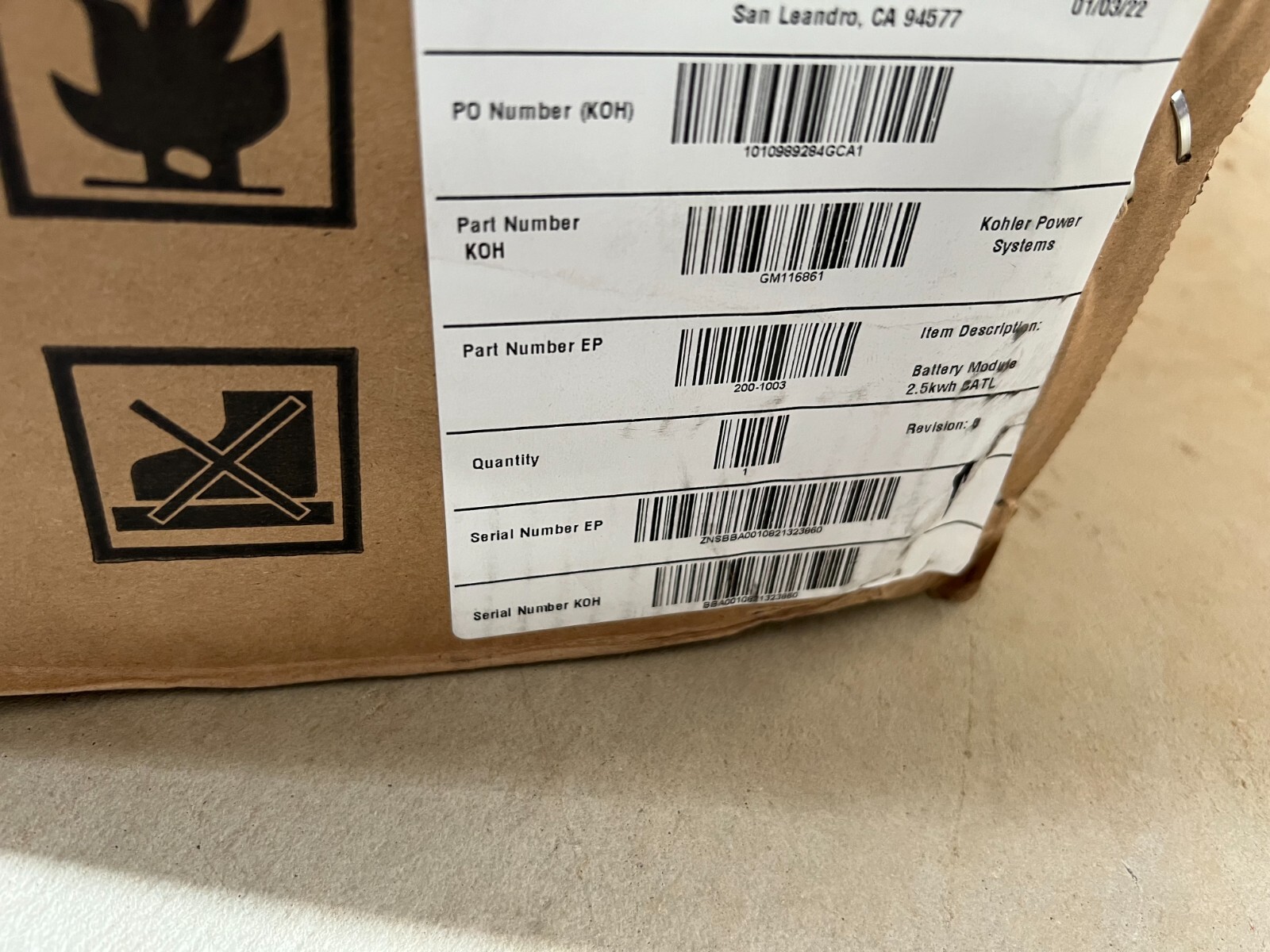 Kohler Power System 100Ah 200Ah 25.6V LFP Battery LBB025100A Electricity Box