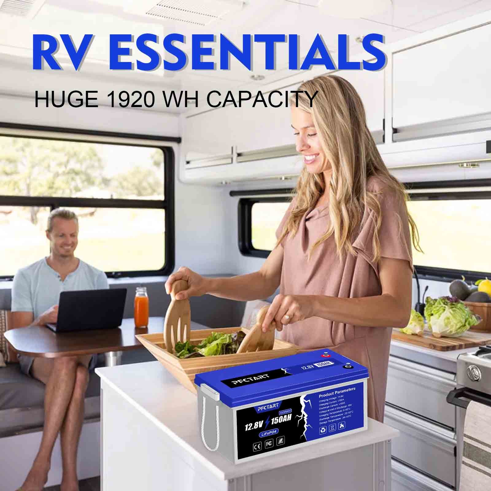 150AH 12V Deep Cycle LiFePO4 Lithium Battery with 100A BMS for RV Home Off Grid