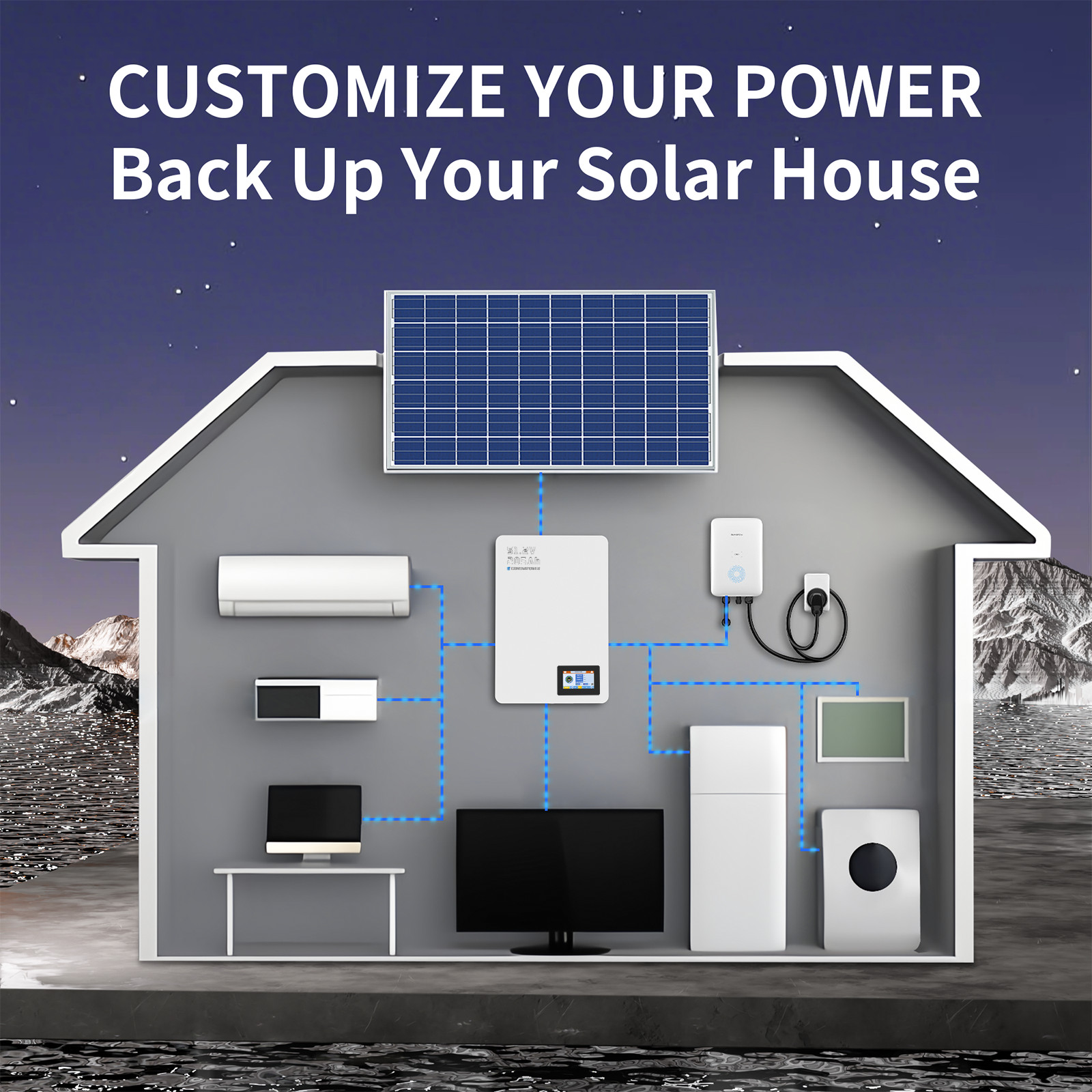 48V 200Ah LiFePO4 10KWh Wall Mount Battery BMS for RV Solar Home Backup Off Grid