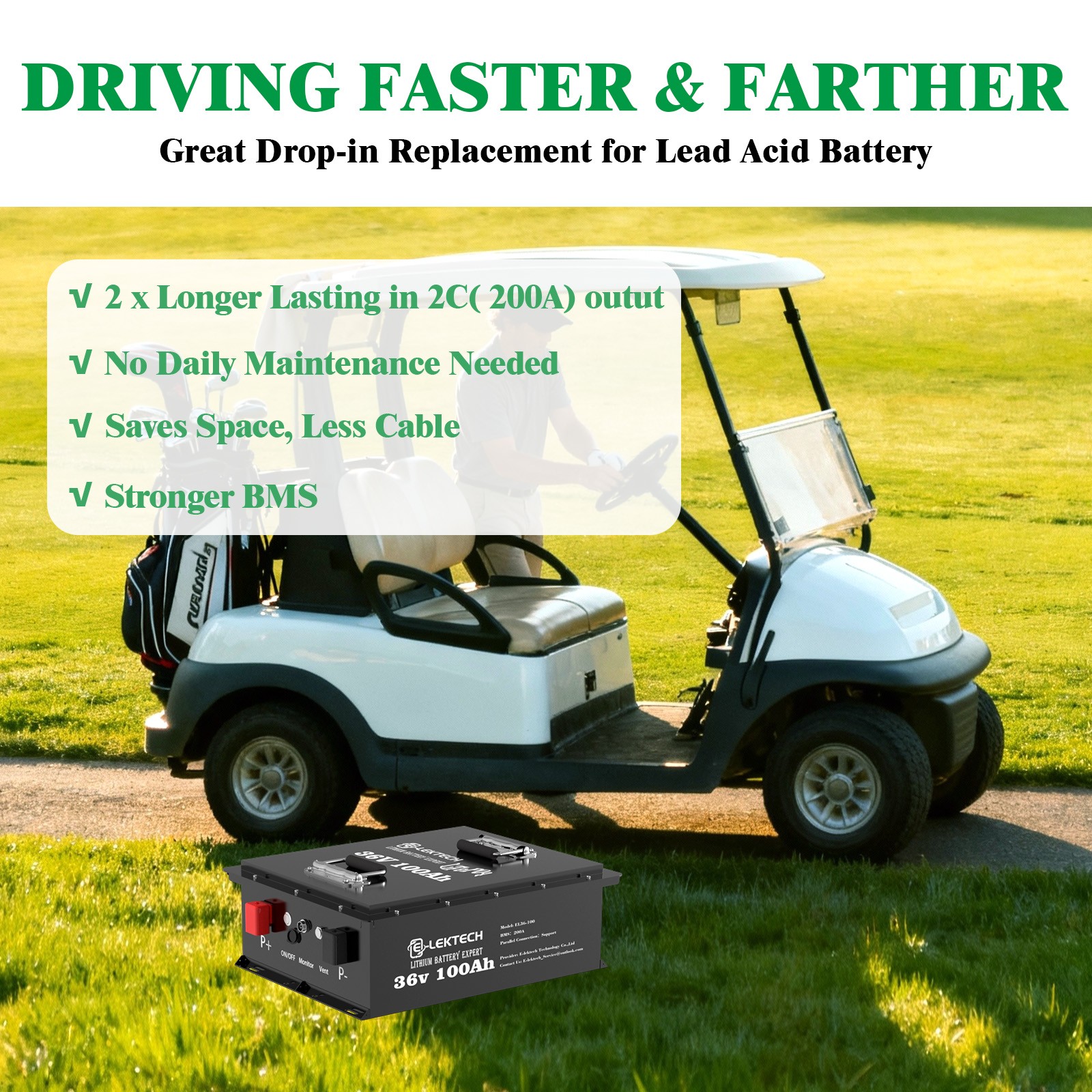 36V 100Ah Lifepo4 Lithium Battery Metal Case 200A BMS for Off-grid RVs Golf Cart