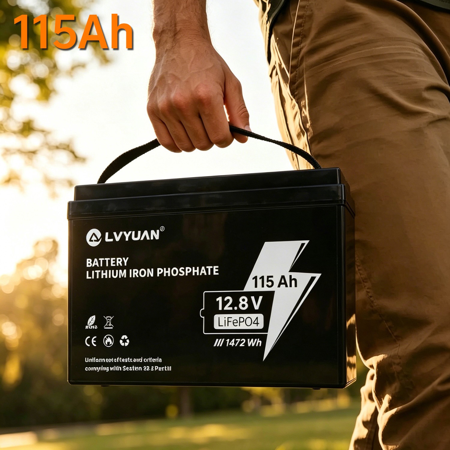 12.8V Lithium LiFePO4 Battery 115AH 1472WH 4000+ Deep Cycle For RV/Marine/Solar