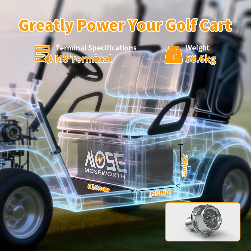 72V 105Ah Golf Cart LiFePO4 Lithium BT Battery 200A BMS+Monitor+80.3V18A Charger