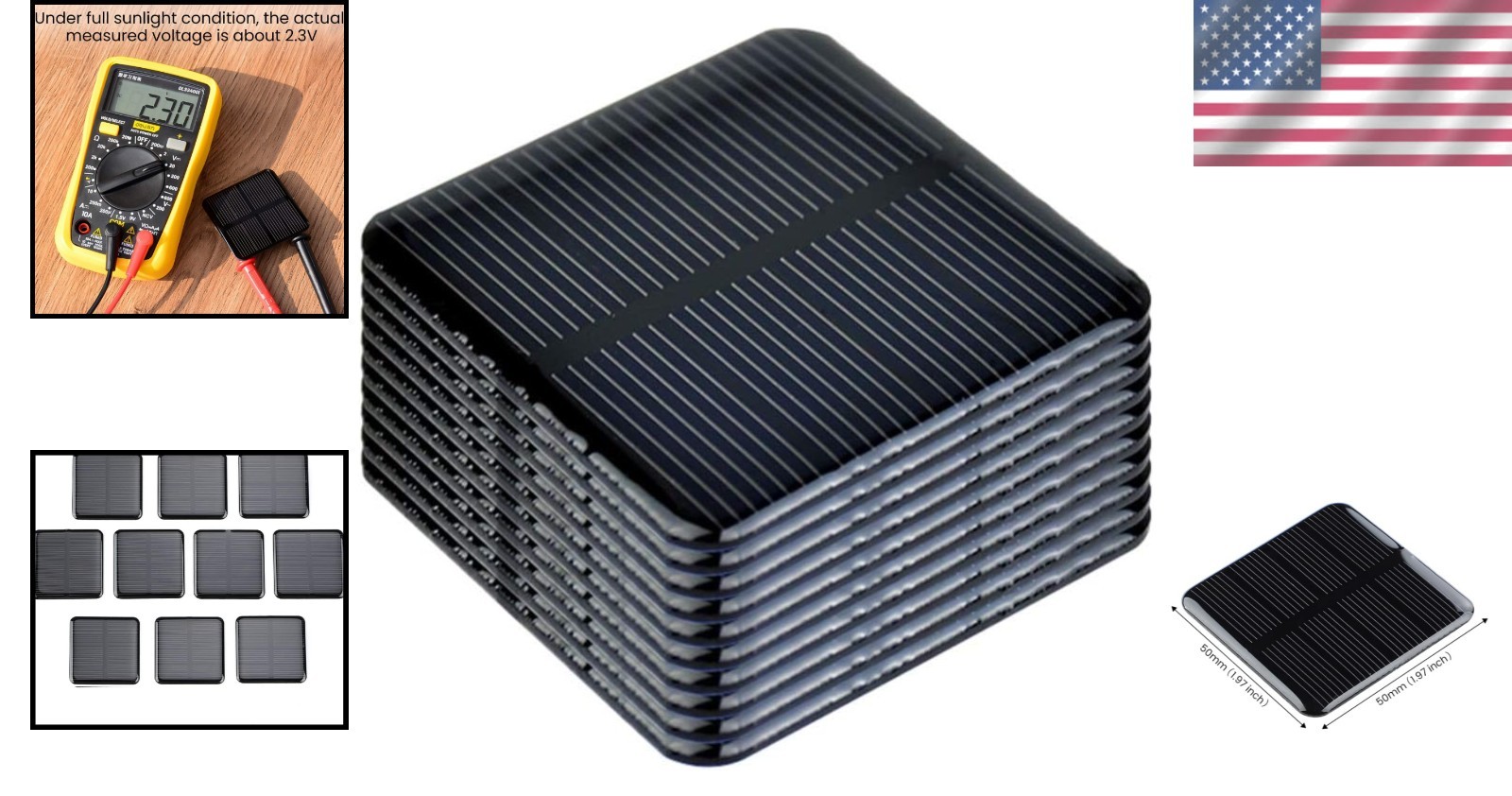 10pcs Mini Monocrystalline Solar Cells Solar System Kit 50mm X 50mm/1.96″ X