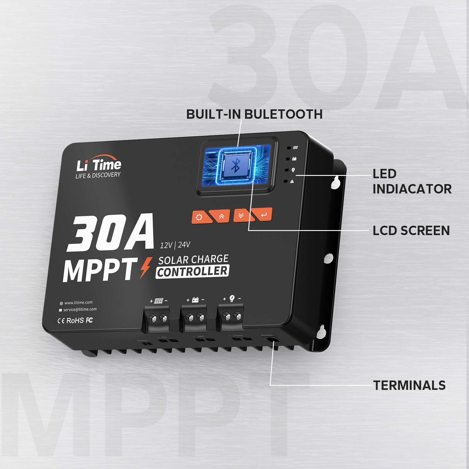 LiTime 5.12kWh Energy 12V 200Ah PLUS LiFePO4 12/24V 30A MPPT 12V 2000W Inverter
