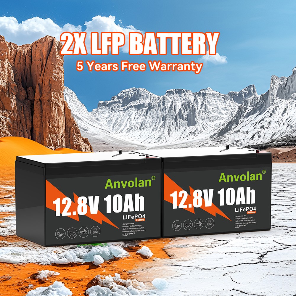 1X 2X 10Ah 12V Lithium Battery LiFePO4 Battery Rechargeable