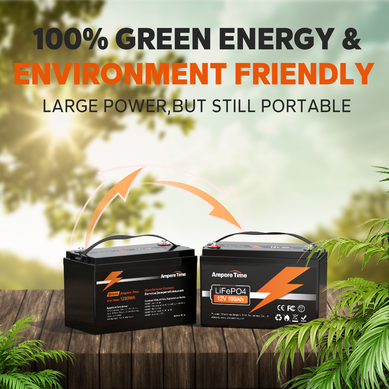 Refurbished Ampere Time 12V 100Ah LiFePO4 Lithium Battery Deep Cycle for RV Boat