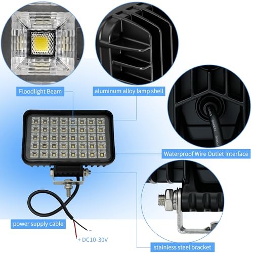 LED Tractor Truck Work Auxiliary Lights 10-30V 2Pcs 6Inch Heavy Flood Beam