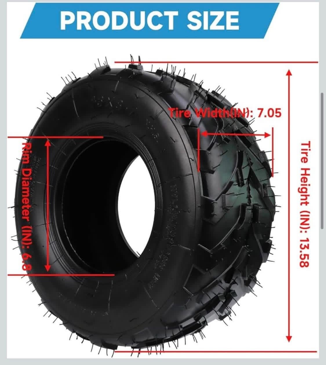 16×8-7 ATV Tire Tubeless All-Terrain Replacement for Tao tao Coolster 110cc