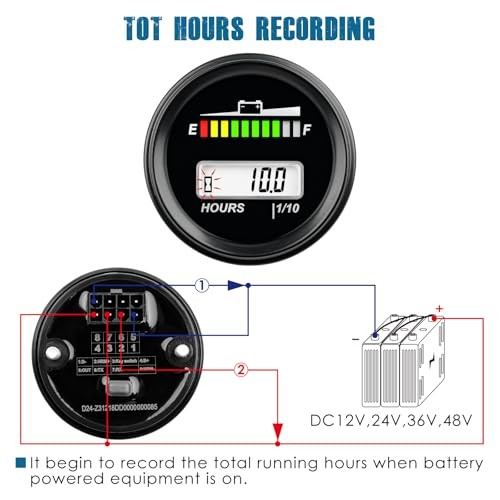 RL-BI069A Dual Display Battery Indicator Volt Meter for Golf Cart Forklift