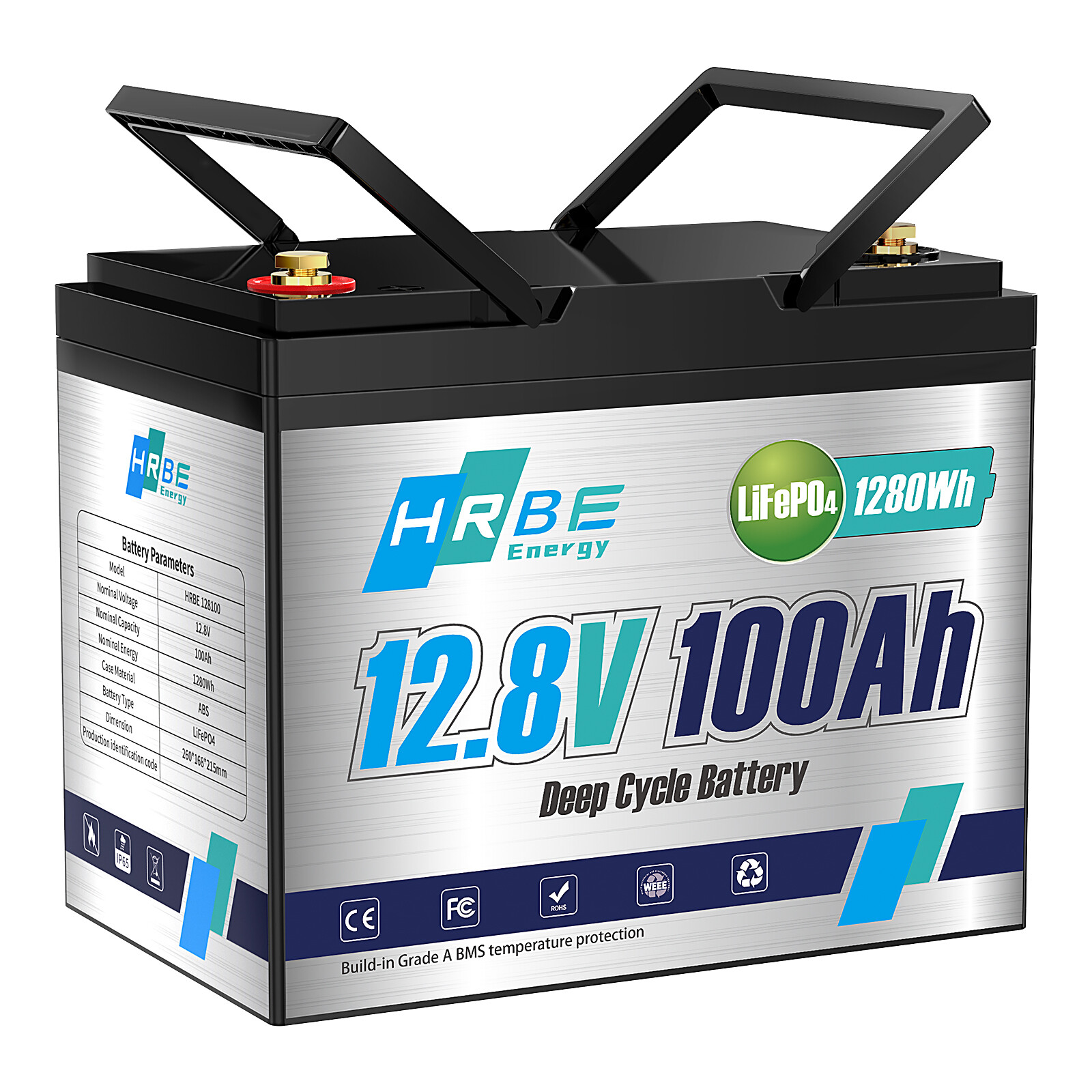 12V 100Ah Mini Version LiFePO4 Battery Deep Cycle for RV Trolling Motor 260MM
