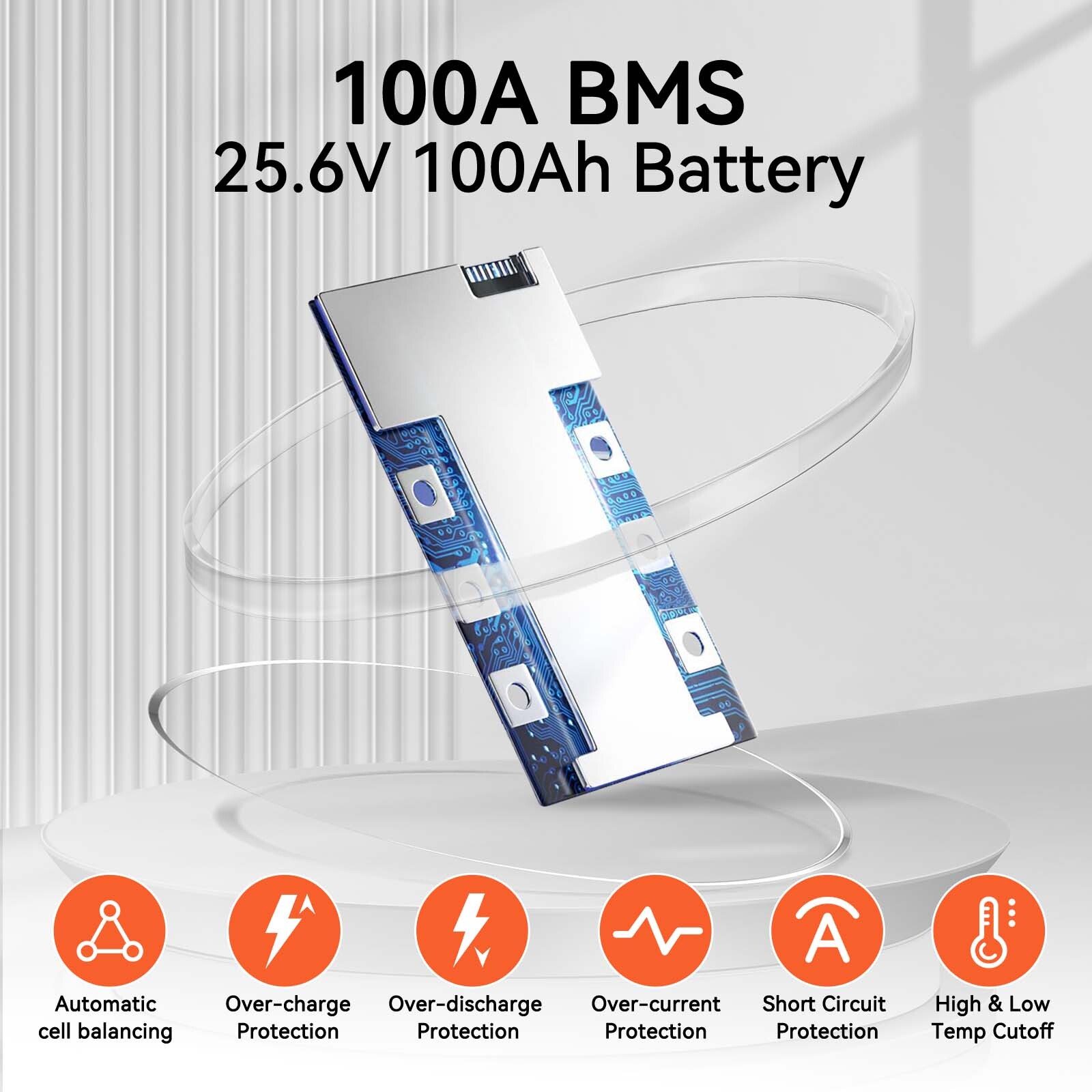 24V 100Ah LiFePO4 Lithium Battery 2560Wh Deep Cycle Solar Marine Yacht RVs Pack