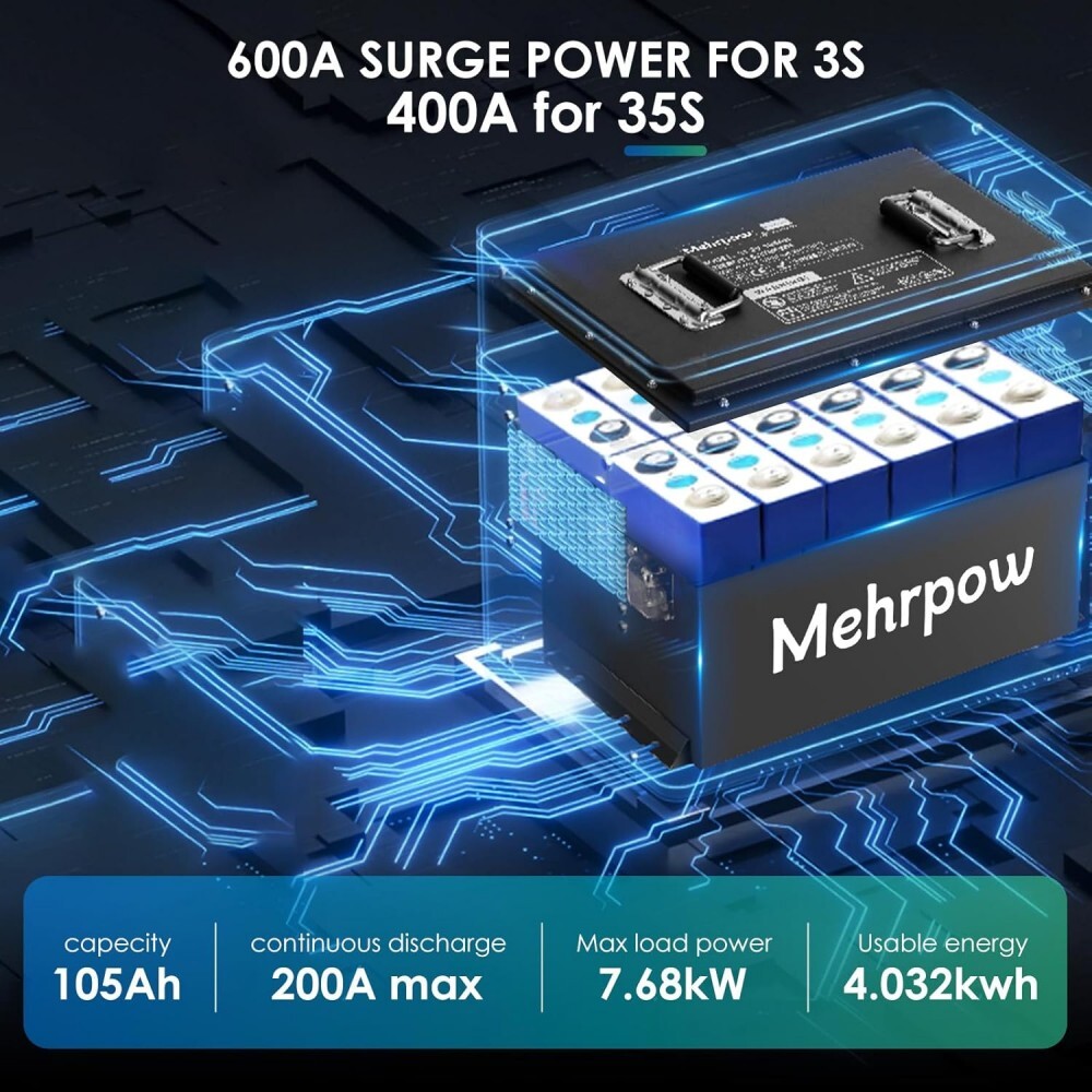 36V 105Ah Battery LiFePO4 Lithium Bluetooth Golf Cart 200A BMS+Monit+25A Charger