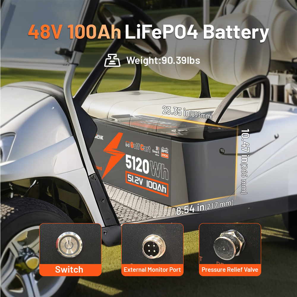 1-4Pcs 48V 100Ah 20KWh LiFePO4 Lithium Battery Deep Cycles Bluetooth Golf Cart
