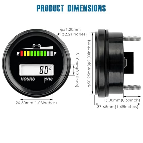 RL-BI069A Dual Display Battery Indicator Volt Meter for Golf Cart Forklift