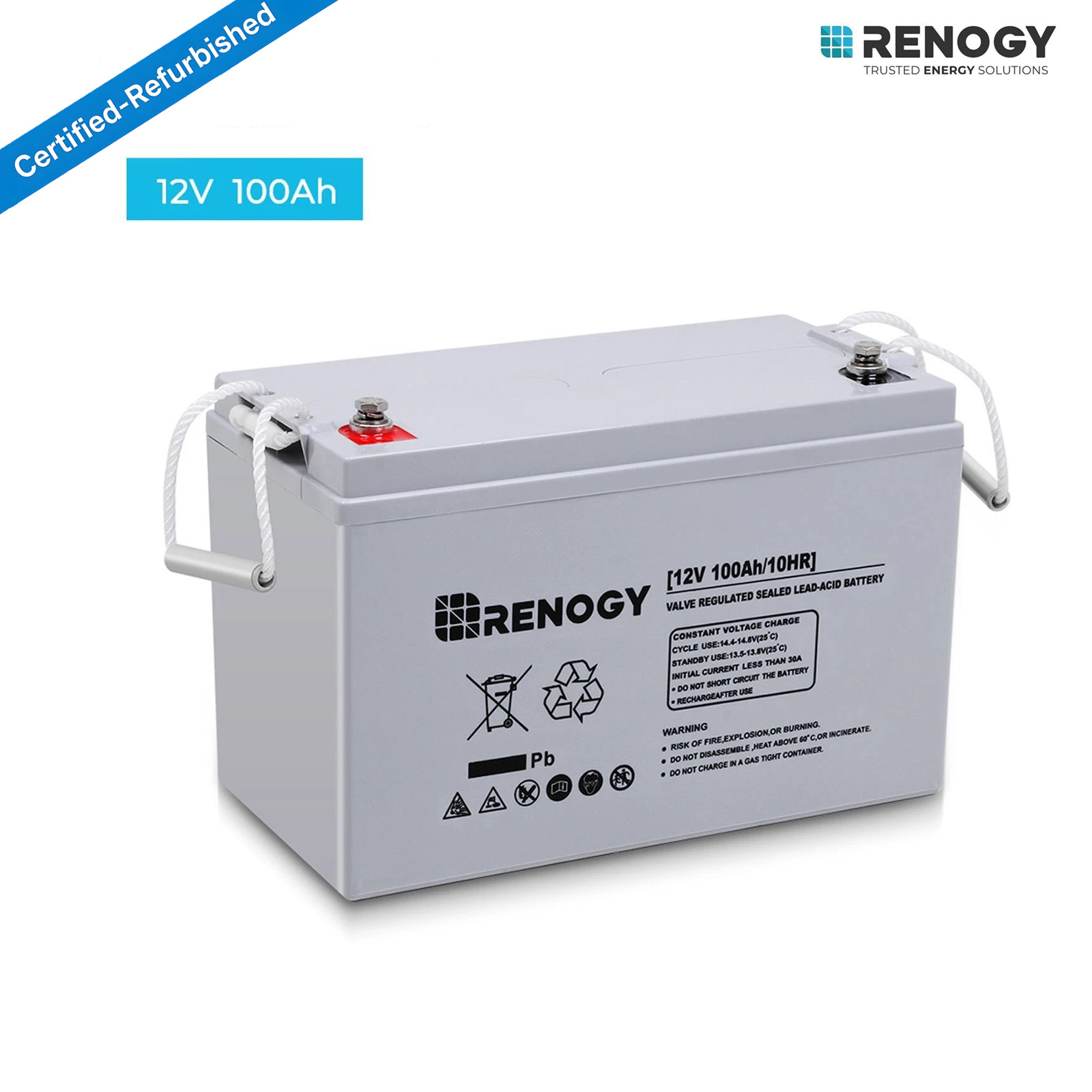 Renogy Deep Cycle AGM 12Volt 100Ah Battery For RV Camping Cabin Refurbished