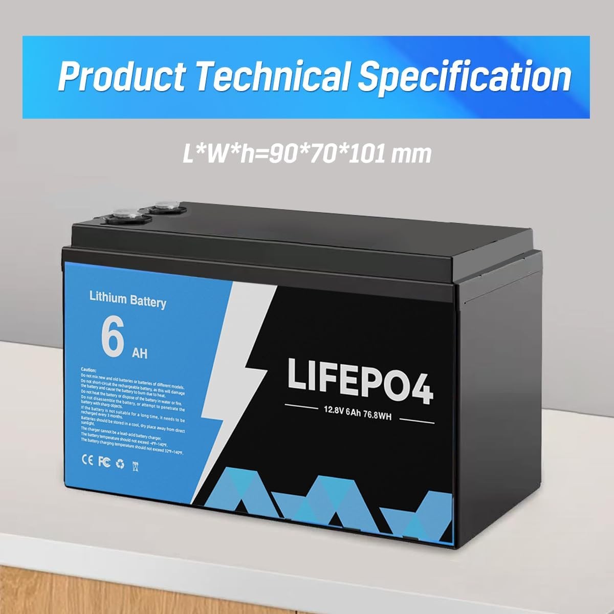 2pack 6AH 12V LiFePO4 Lithium Battery 5000+ Deep Cycle BMS for Solar RV Off-grid