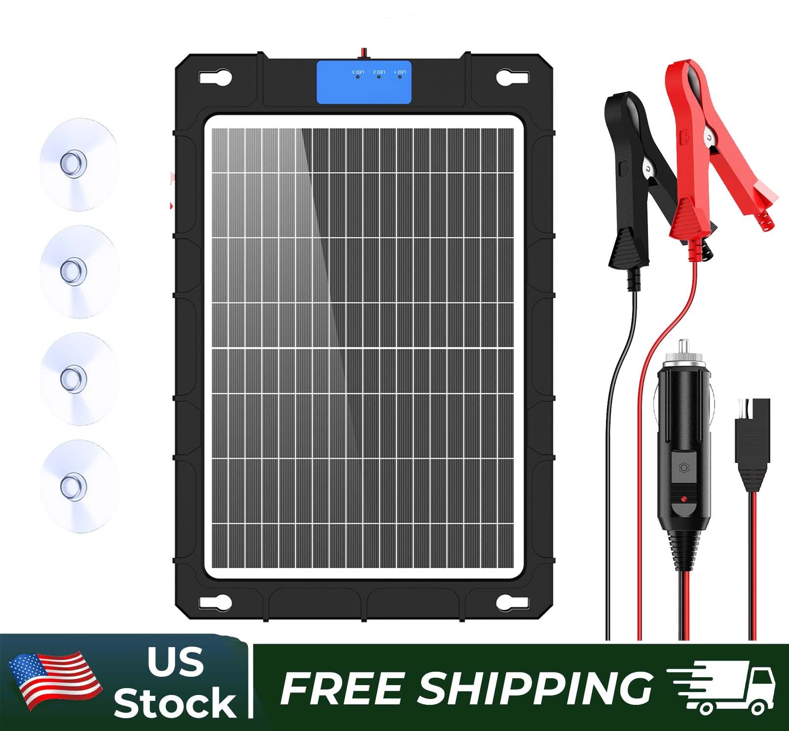 12V Solar Panel Trickle Charger Battery Charger Kit Maintainer Boat Car RV12W