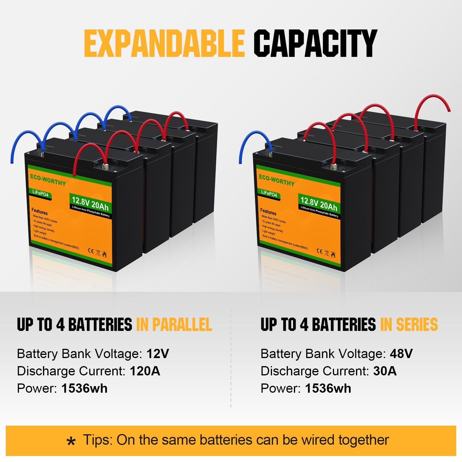ECO-WORTHY 256Wh 12V 20Ah LiFePO4 Lithium Battery For Trolling Motor