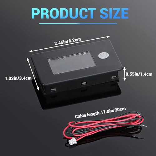 48v Golf Cart Battery Meter – LCD Display Lithium Battery Monitor 10 48V Black