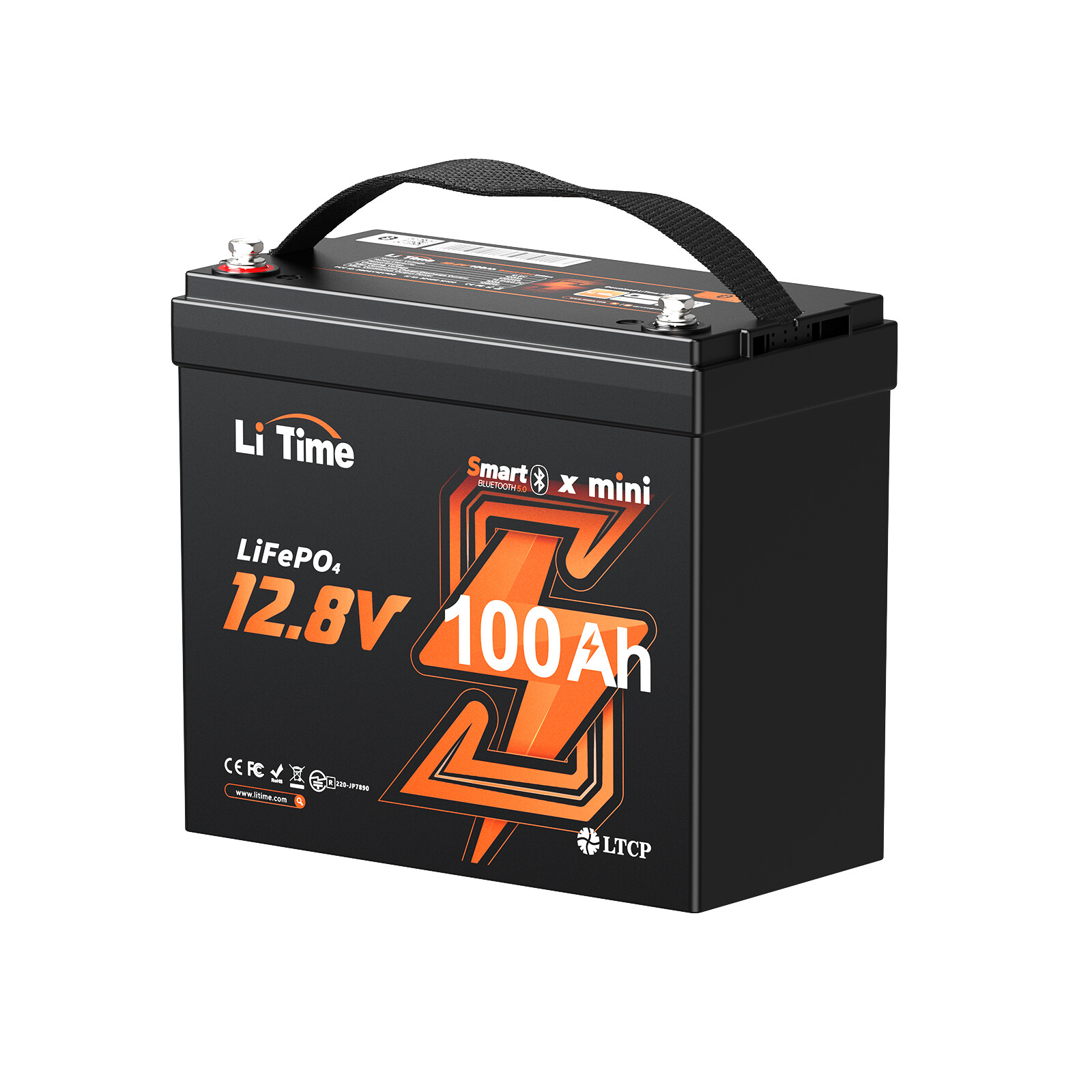LiTime 12V 100Ah Mini Bluetooth LiFePO4 Lithium Battery BMS for RV Marine Solar
