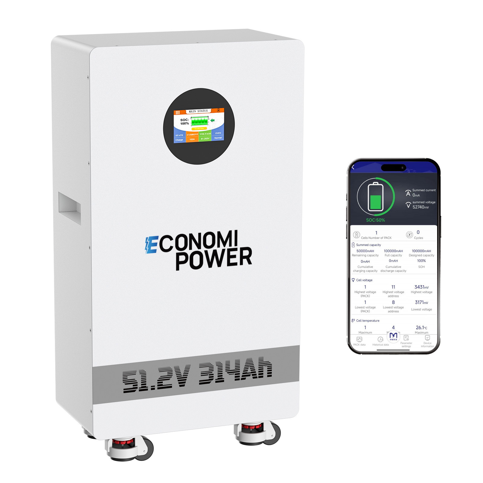 48V 300Ah LiFePO4 Battery 15.36kWh w/ Bluetooth BMS | Solar Home Backup Off-Grid